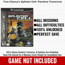 Splinter Cell Pandora Tomorrow 100 Nintendo GameCube Memory Card Save CHEATS