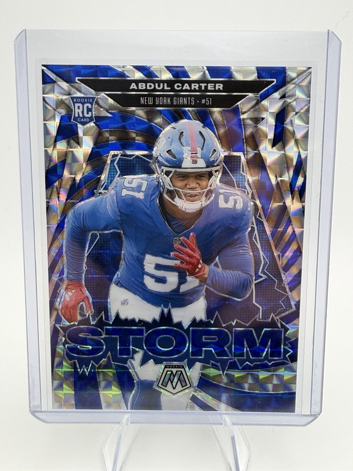 2025 Panini Mosaic Abdul Carter Storm Blue Mosaic 99/99 SP (RC) BOOKEND Number! 