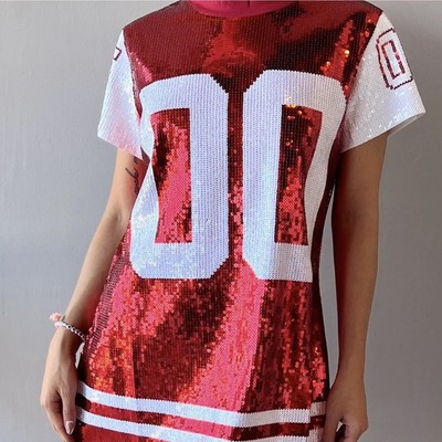 fitted lace wedding dress #15 Red Sequin Jersey Tshirt Dress main image 1