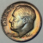 1964-D Roosevelt Dime, Choice Gem BU, Stunning Toning! Silver
