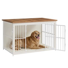 Wooden Dog Crate Furniture, 48 Inches Heavy-Duty Kennel for Dogs up to 110 lb...