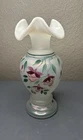 Don Fenton Fushia Satin Opalescent Art Glass Vase Hand Painted LE 1998 Signed