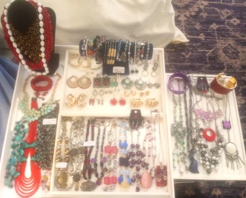 Vintage MOD Costume Jewelry Lot 65 Necklaces Earrings Bracelets Chico's Ashley +