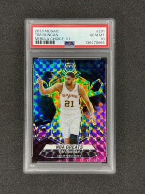 TIM DUNCAN 2023 Panini Mosaic NBA Greats Nebula 1/1 PSA 10 Spurs HOF