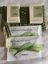 Borsa trucco tessuto KIKO MILANO "Green Me" + 2 x sapone viso delicato + maschera mani/piedi