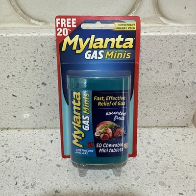 Mylanta Gas Minis 60 Chewable Mini Tablets Gas Relief Pocket Pack Assorted Fruit