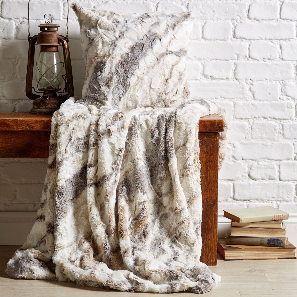 Snow Leopard Faux Fur Throw Blanket 130x180cm Luxury Soft Plush Sofa ...