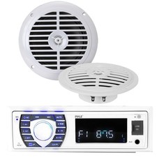 Pyle PLRMR23BTW Marine Boat Yacht MP3 USB AM/FM Radio Player, 2x 5.25" Speakers
