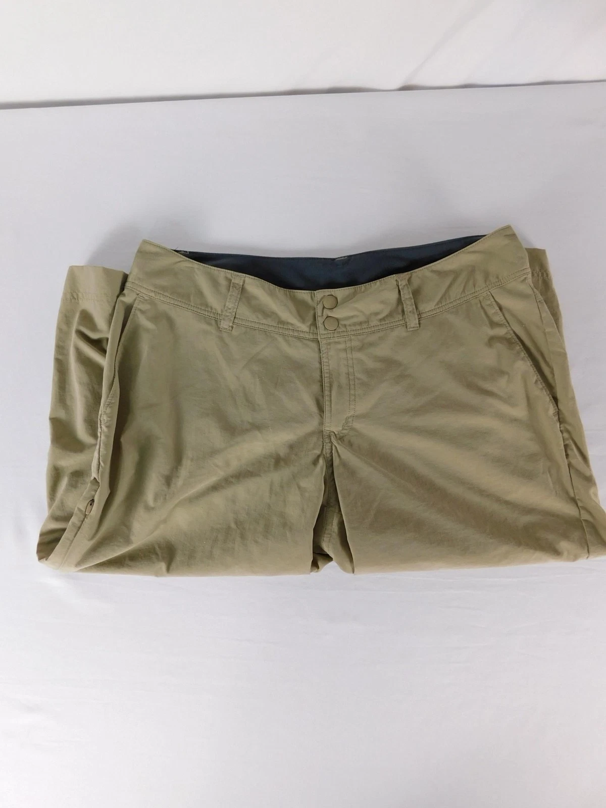 ExOfficio Pants Womens 8 Beige Capri Nylon Twill Straight Leg Pockets Travel