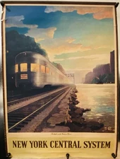 NEW YORK CENTRAL SYSTEM RAILROAD TRAIN CALENDAR TWILIGHT ON THE HUDSON RIVER VTG
