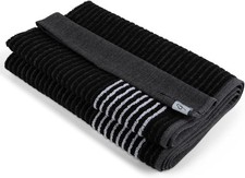 Caddy Golf Towel - Extra-Large 22  X Size, Black - White Stripes