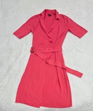 Ann Taylor Womens Wrap Dress Size S Coral Pink Short Sleeve Belted NWT