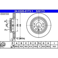 2X Ate 24.0320-0173.1 Bremsscheibe FüR Opel Saab Fiat Vectra Signum 9 3 9 3X