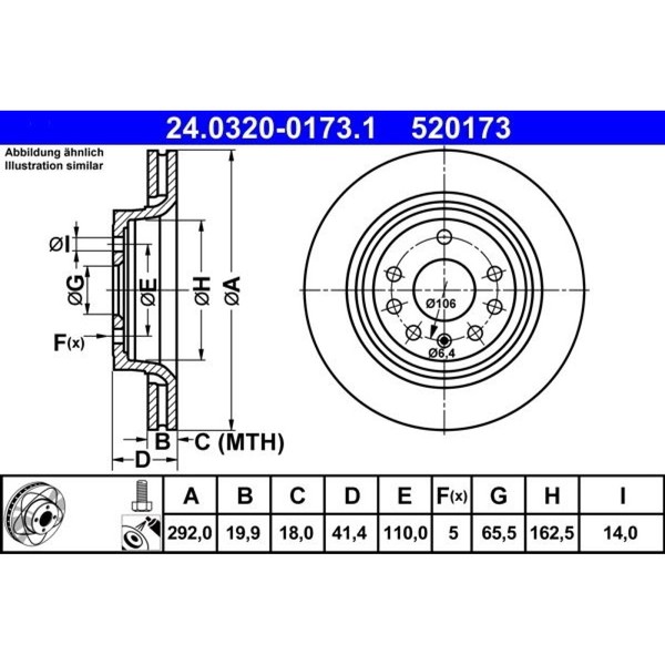 2X Ate 24.0320-0173.1 Bremsscheibe FüR Opel Saab Fiat Vectra Signum 9 3 9 3X-image