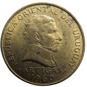 1960 Uruguay 10 Centesimos Coin