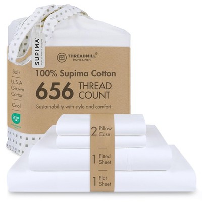 American Supima King Size Sheets Set | 656 Thread Count 4 Piece Luxury Bed Sh...