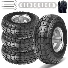 4.10/3.504 Tire and Dolly Wheel Flat Free  Solid Rubber Hand Truck Wheels 5/8...