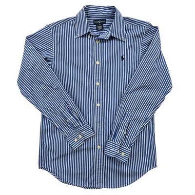 Ralph Lauren Mens Blue White Striped Shirt Size 16 Long Sleeve