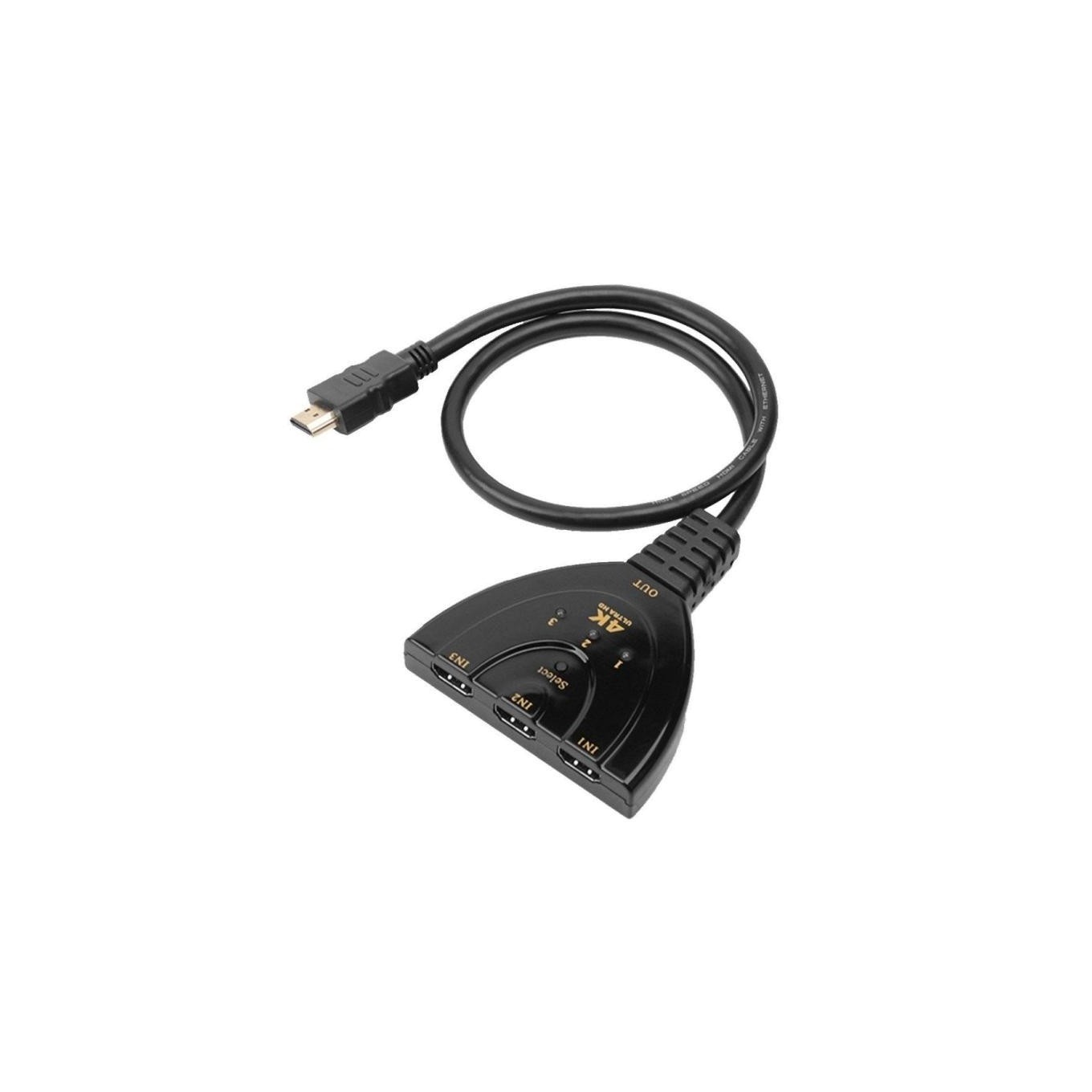 3-Port HDMI Switch 3x1 4K*30Hz Pigtail IDATA HDMI-3F30