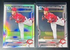 Andrew Abbott 2021 1st Bowman Draft Chrome Refractor & Base 1 Each #BDC-8 Reds