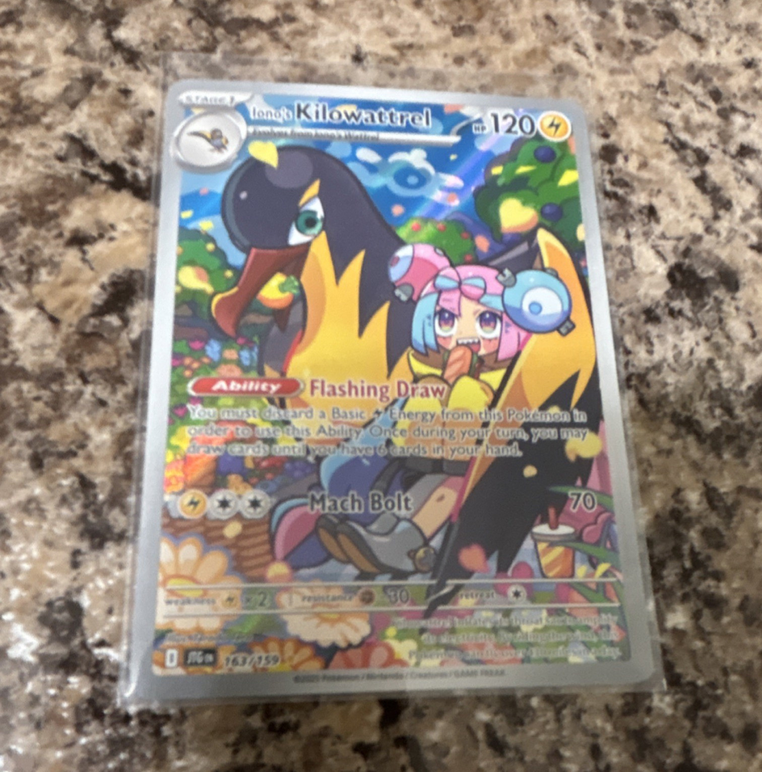 Pokémon Iono's Kilowattrel Full Art Holo Illustration Rare 163/159 SV09 120 HP