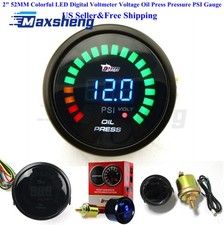 52mm 2 Colorful Led Digital Voltmeter Voltage Oil Press Pressure Psi Gauge Car 52mm 2 Colorful Led Digital Voltmeter Voltage Oil Press Pressure Psi Gauge Car