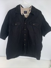 Wrangler Shirt Mens Black Short Sleeve Button Up Workwear Size XL