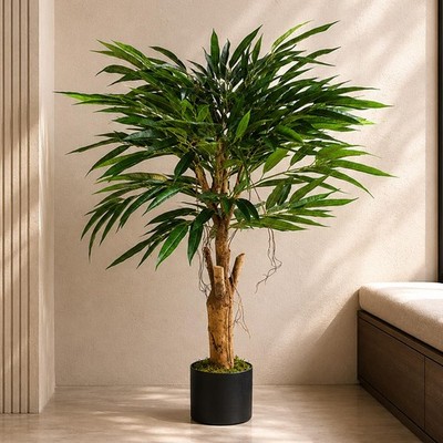 Künstlicher Ficus Baum 100 cm Grün Realistisch Faux Indoor Home Office Deko
