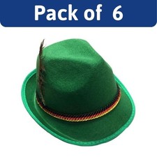 Oktoberfest Green Trilby Hat Pack of 6 ?German Bavarian Adult Costume Accessory