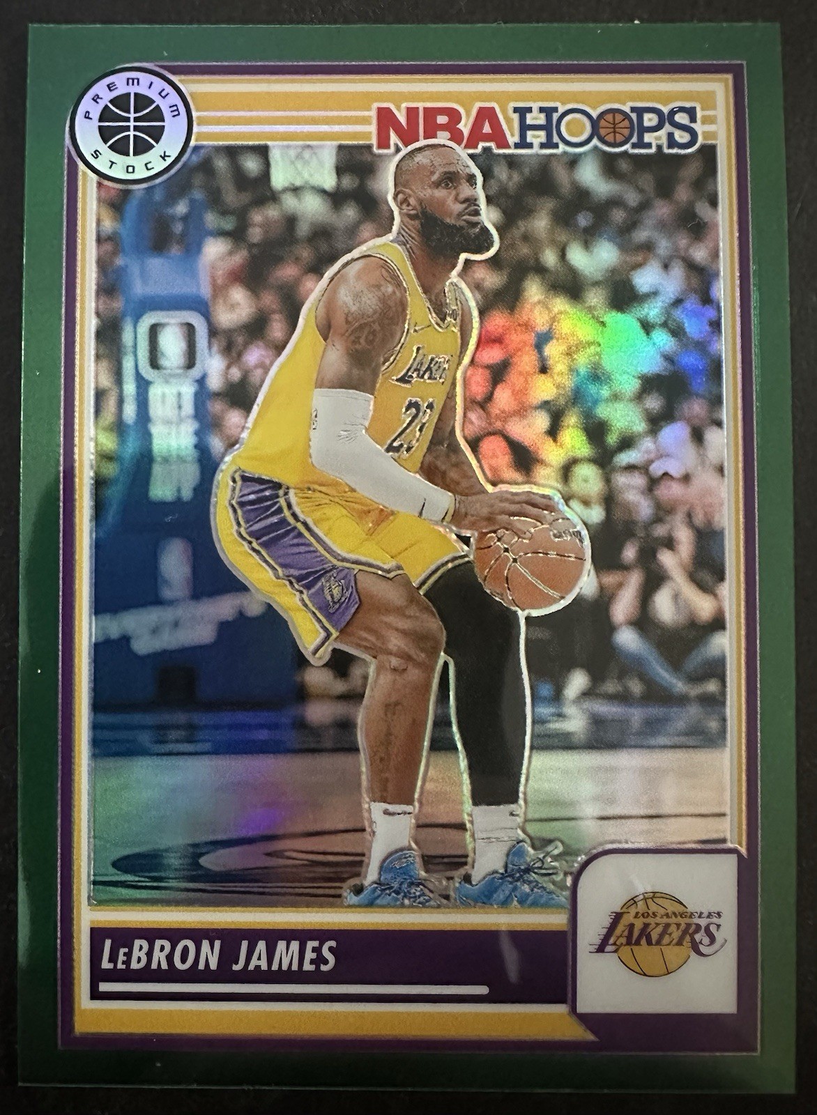 LeBron James Green Prizm 50/75 2023-24 Hoops Premium Stock #149