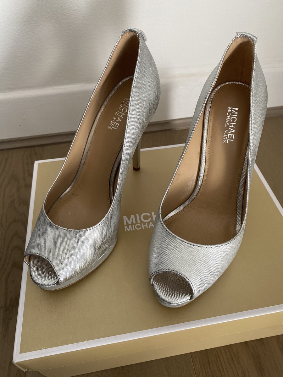 Michael Kors York Evening Platform Open Toe Pumps Heels UK