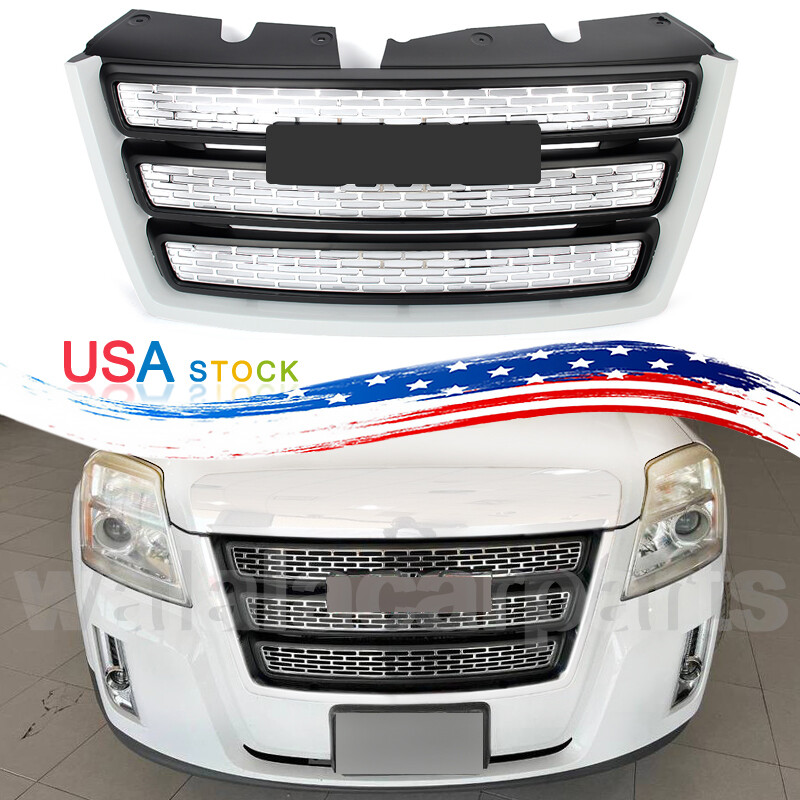 For GMC Terrain 2010-2015 Front Bumper Upper Grille Assembly Summit White+Chrome
