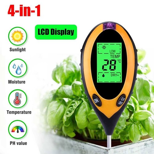 4 in 1 LCD Digital PH Tester Soil Water Moisture Light Temperature Test Meter - Picture 1 of 9