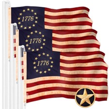NEW G128 Betsy Ross 1776 Flag 3-Pack 2x3 FT, Embroidered 420D Polyester