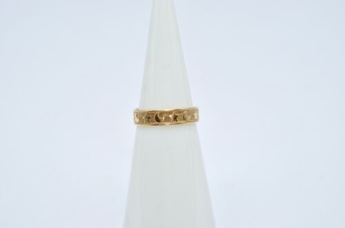 14k Vintage Solid Yellow Gold Stars & Moons Toe Ring. 1.3gr
