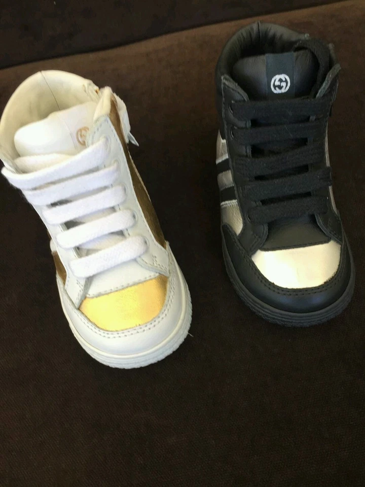 NUEVO EN CAJA NUEVO Gucci niños niños negro plata Coda tops altos 23 7 371603 Foto 2 de 2