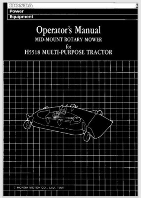 #ad 1991 Honda Mid Mount Mower for H5518 Tractor Owner Manual 61 pages $19.95