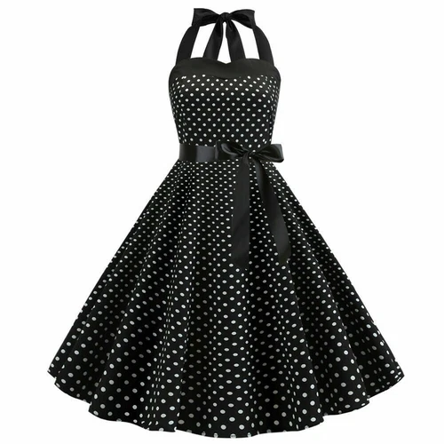 Retro Women Polka Dot 50s,60s Rockabilly Cocktail Party Swing Housewife Dress UK - Picture 18 of 62