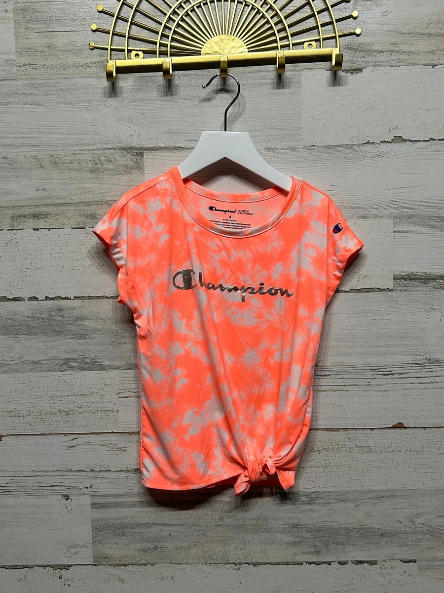 ★LMC★TIE DYE GW WINNER TEE★CORAL★ Girls Size 4 Champion Coral Tie Dye Shirt - Good Used
