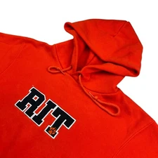 VTG Rochester Institute Of Technology RIT Men's Jansport Hoodie Orange • Small