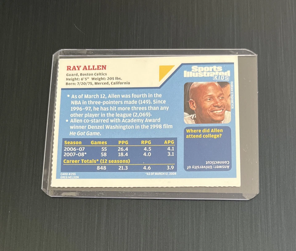 Ray Allen Rare Boston Celtics 2008 NBA Sports Illustrated for Kids SI NM+ - Image 2 of 2