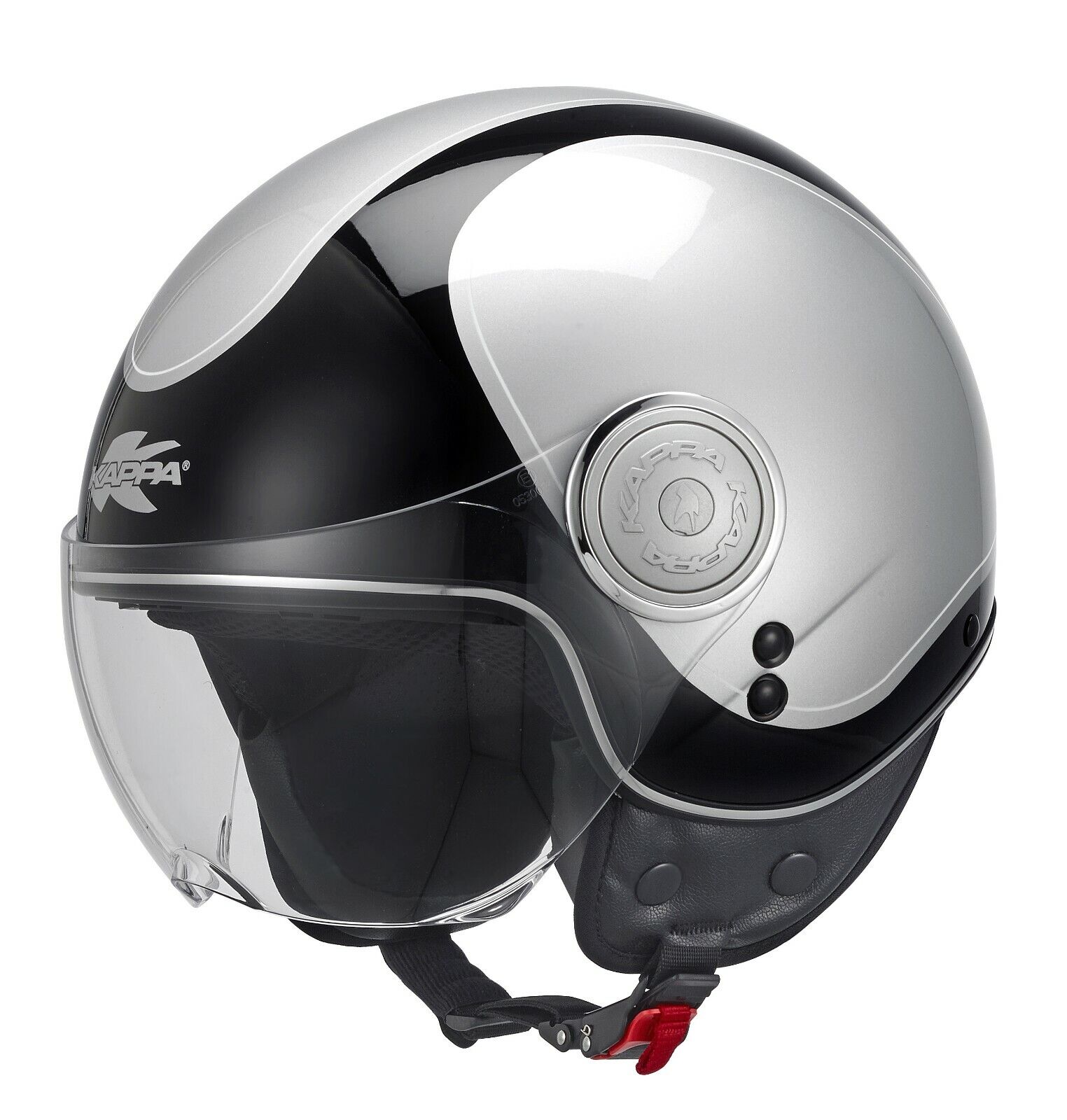 Casco Jet Demi Scooter Moto Omologato ECE 22 Visiera Antigraffio Nero Grigio