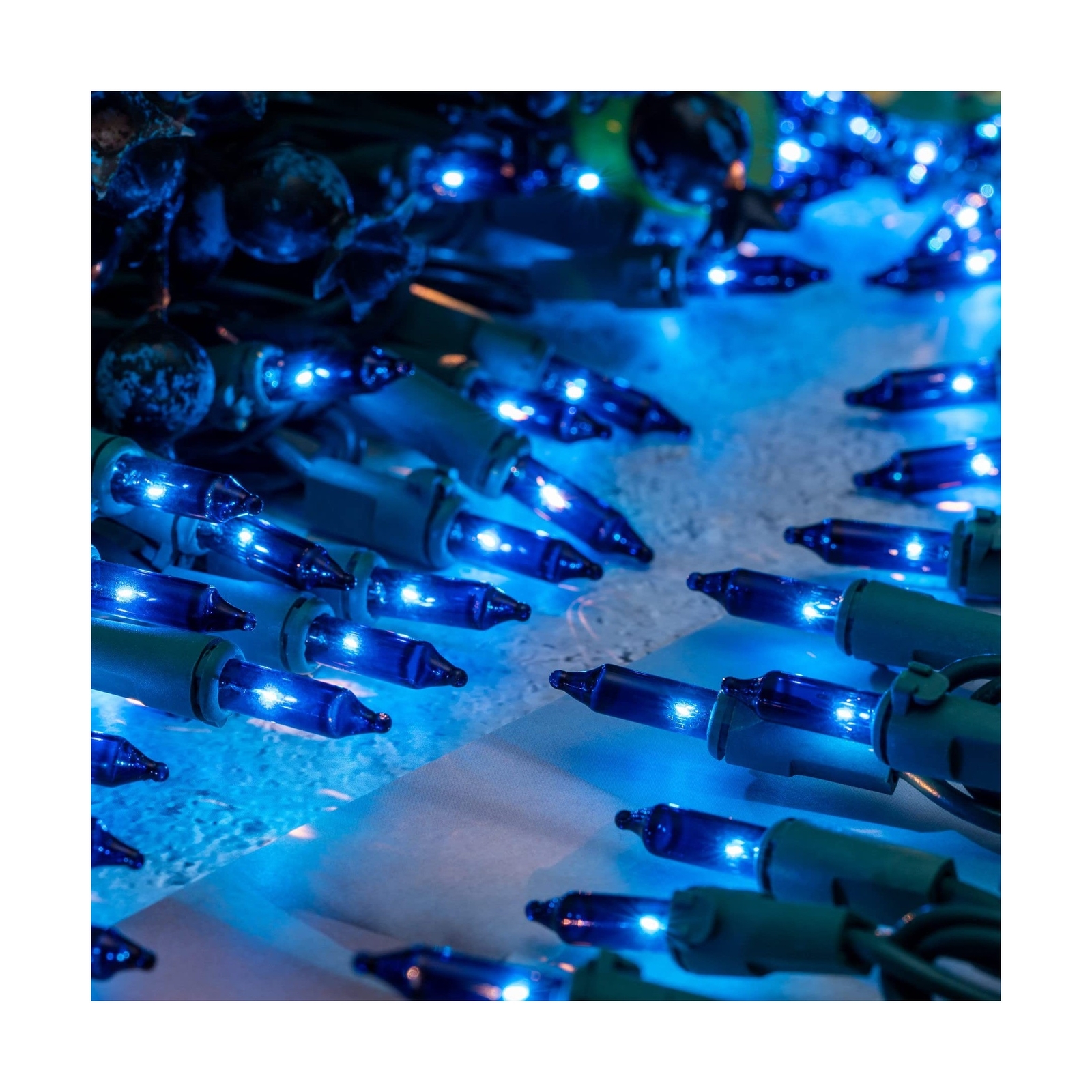 Blue Christmas Lights with Green Wire, 66 Feet 200 Count UL Certified