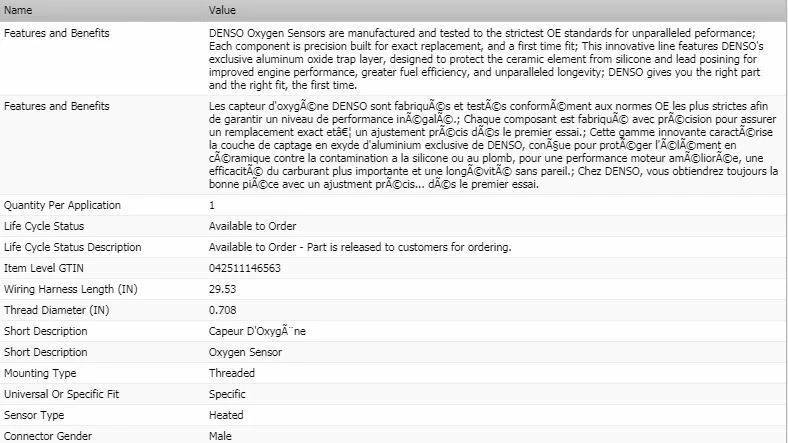 Sensor de oxígeno izquierdo Denso Upstream para MITSUBISHI MONTERO SPORT 1997-1999 V6-3,0 L Foto 2 de 4