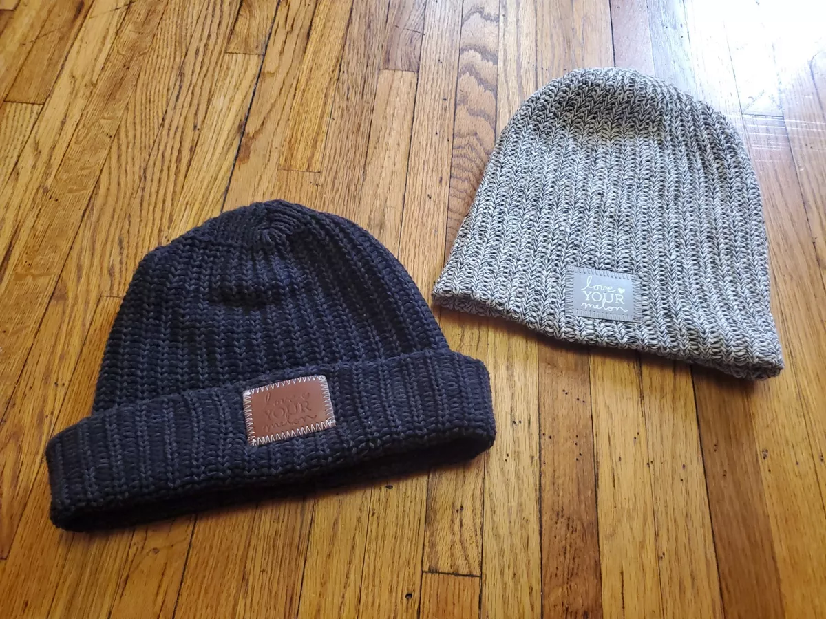 Lot of 2 love your melon beanies hat Black & Gray / White winter caps