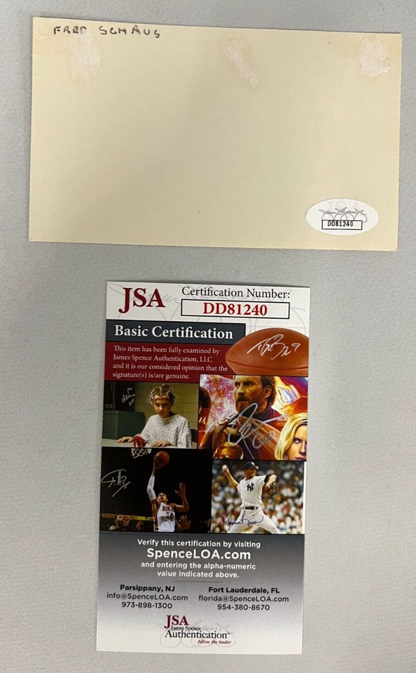 Fred Schaus Signed 3x5 Card JSA AUTO Purdue University/LA Lakers Coach (d.2010) - Image 2 of 4