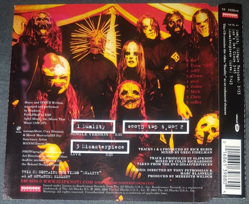 SLIPKNOT 'DUALITY' ENHANCED CD SINGLE ☆ VGC ☆ See Pics - Picture 3 of 4