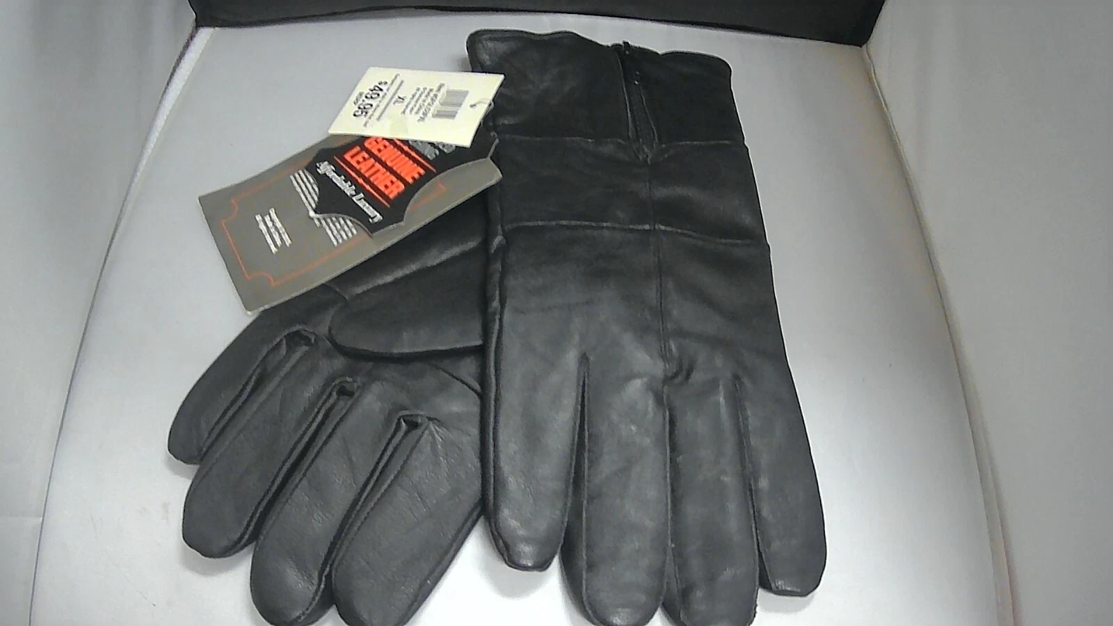 NWT Mens Black Solid Genuine Leather Motorcycle Bike Gloves Zipper Lined M L XL