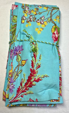 April Cornell NAPKINS (10) AQUA WILDFLOWERS 16x16 100% Cotton NIP