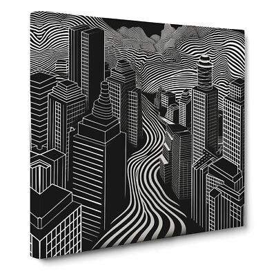 City Of Tokyo Op Art Canvas Wall Art Print Framed Picture Home Office Decor